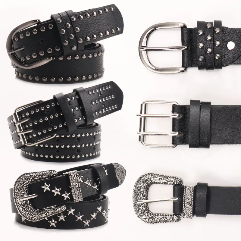 Cross-Border Europe and AmericainsWomen's Waist Belt Trendy Personality Rivet Five-Star Punk Hot Girl Belt for Women with Jeans
