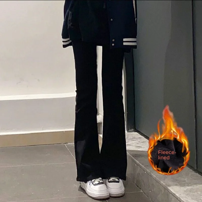 

Удобные женские джинсы с высокой талией для отдыха, прямые свободные потертые джинсовые брюки, винтажные расклешенные брюки, тонкие классические универсальные брюки