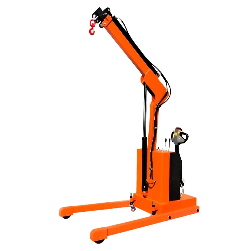 Rechargeable Electric Hydraulic Rotatable Mini Hoist Portable Movable Crane For Truck Household Cargo Loading Unloading Work
