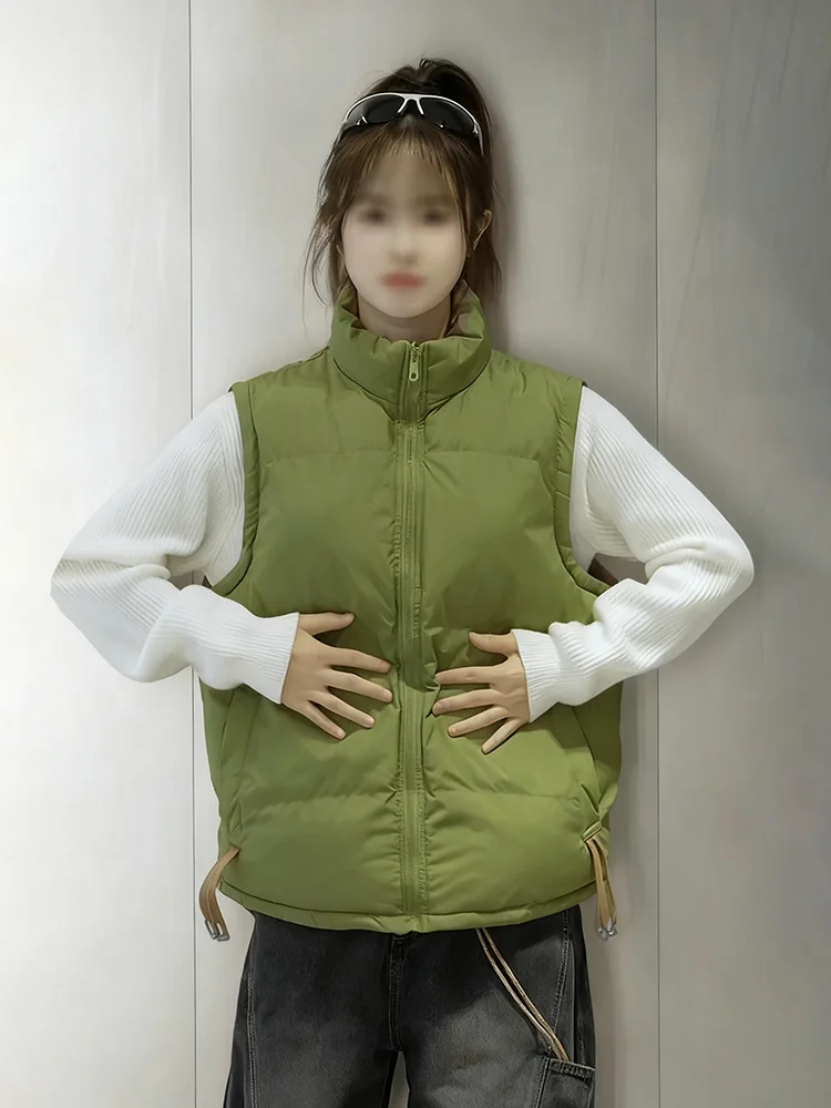 

Men's Double-Sided Wearable Lightweight Stand Collar down Vest Sleeveless Shoulder Pad Winter Outerwear Short Cotton Jacket