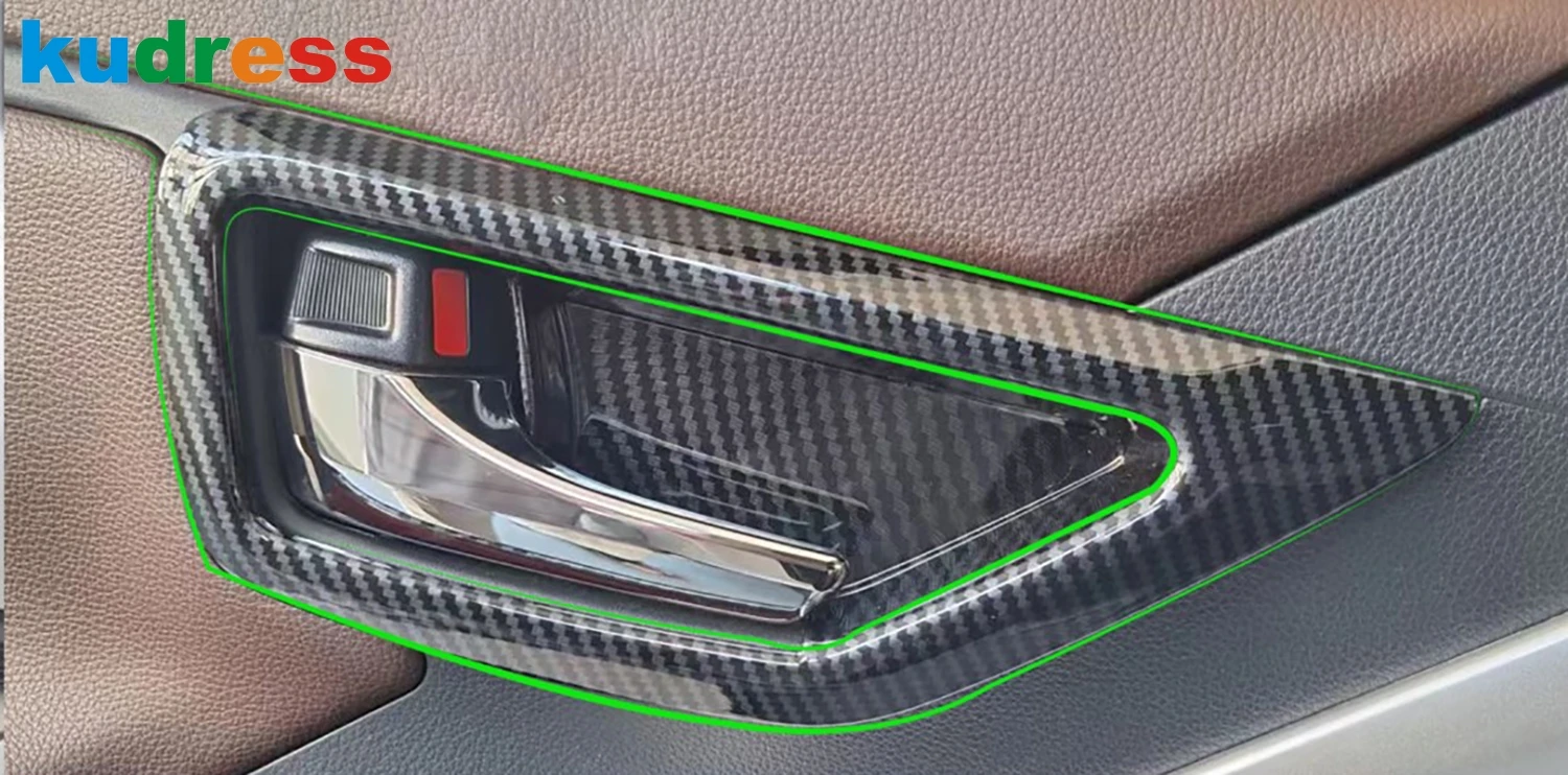 Car Inner Door Handle Bowl Cover Trim For Toyota Innova Zenix For Suzuki Invicto 2023 2024 Carbon Fiber Interior Accessories