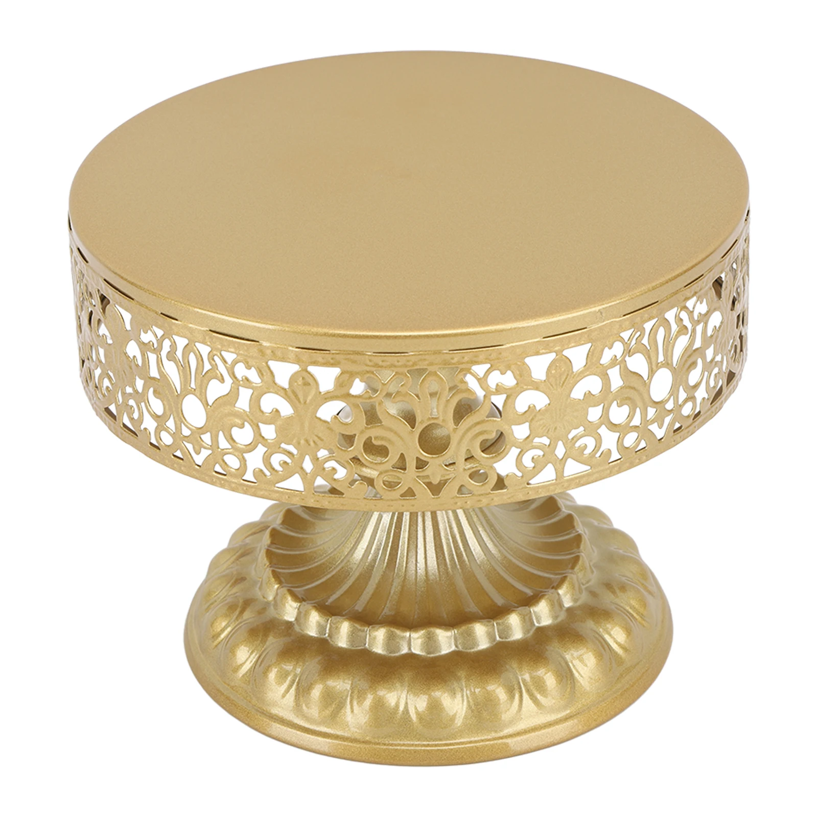 Round Dessert Stand Golden Cake Holder Lace Design Easy Assembly Treat Display For Wedding Home Party