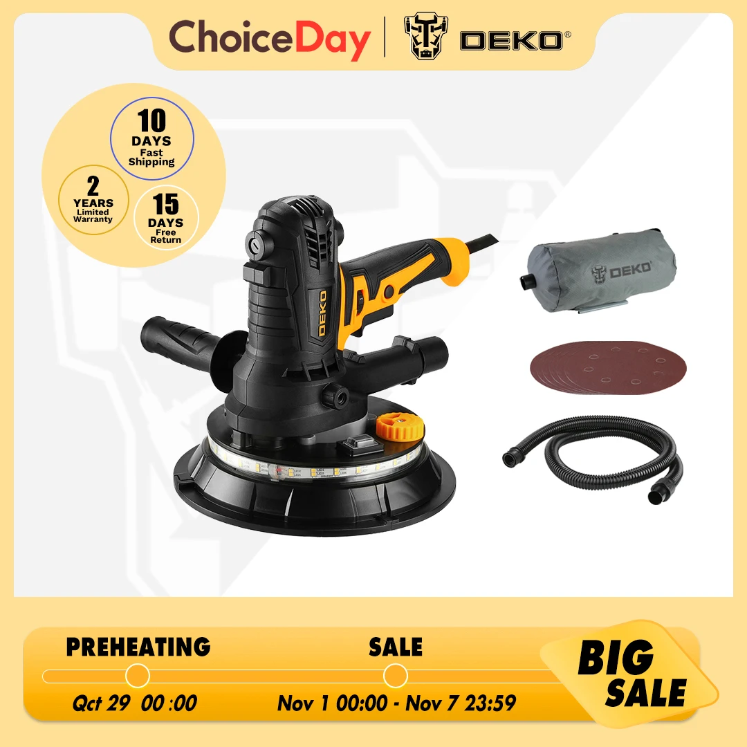DEKO DKWP180CDLD/DKWP180CD 900W Drywall Sander Grinding Portable Polishing Machine