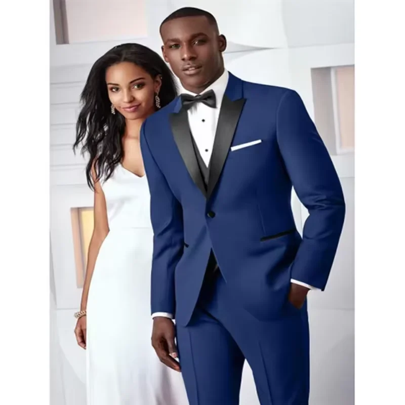 

Royal Blue Men's 3-piece slim fit classic formal wedding/business tailcoat dance party lapel sports jacket vest pants