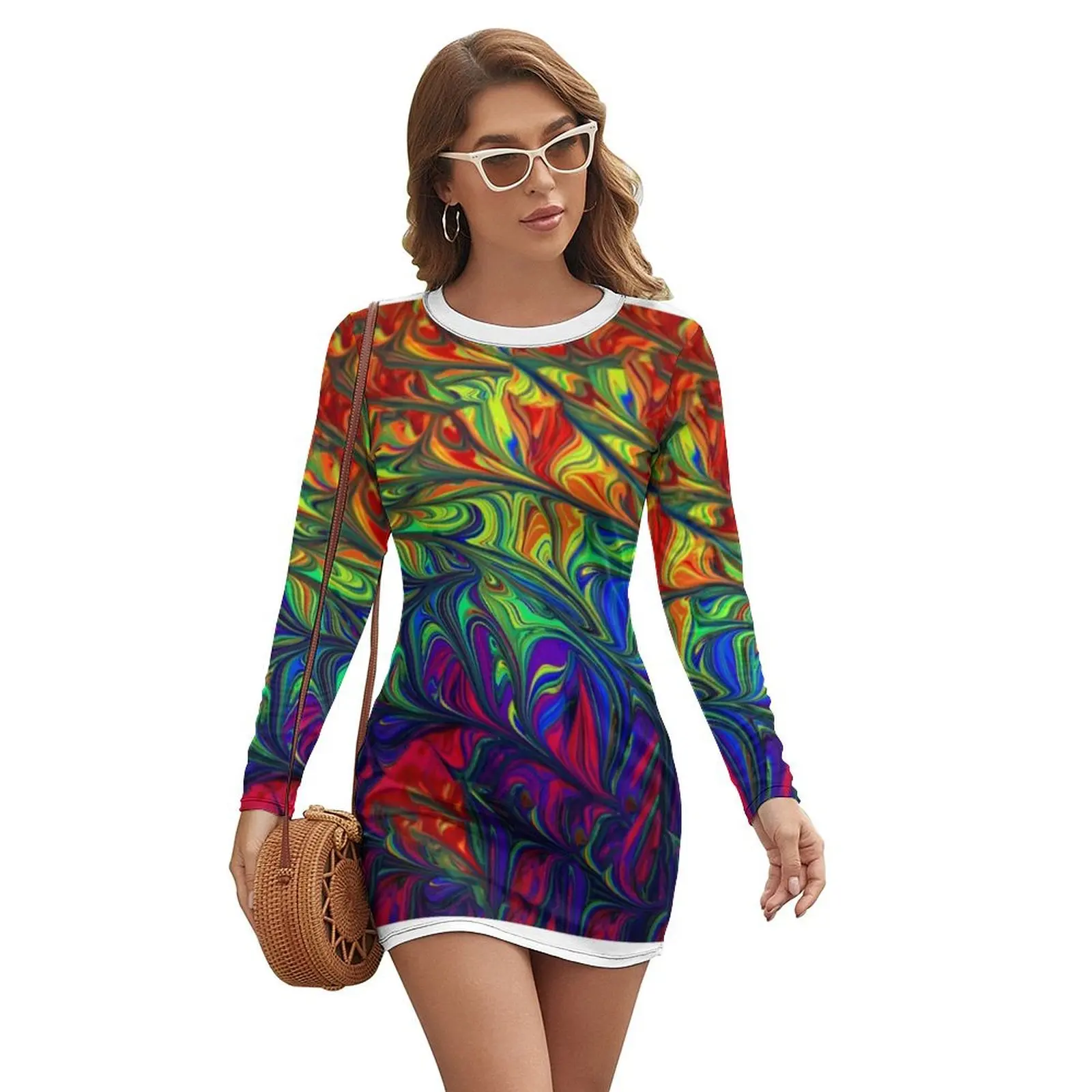 

rainbow abstract Long-sleeved Dress dresses for woman 2024 summer dress woman 2024