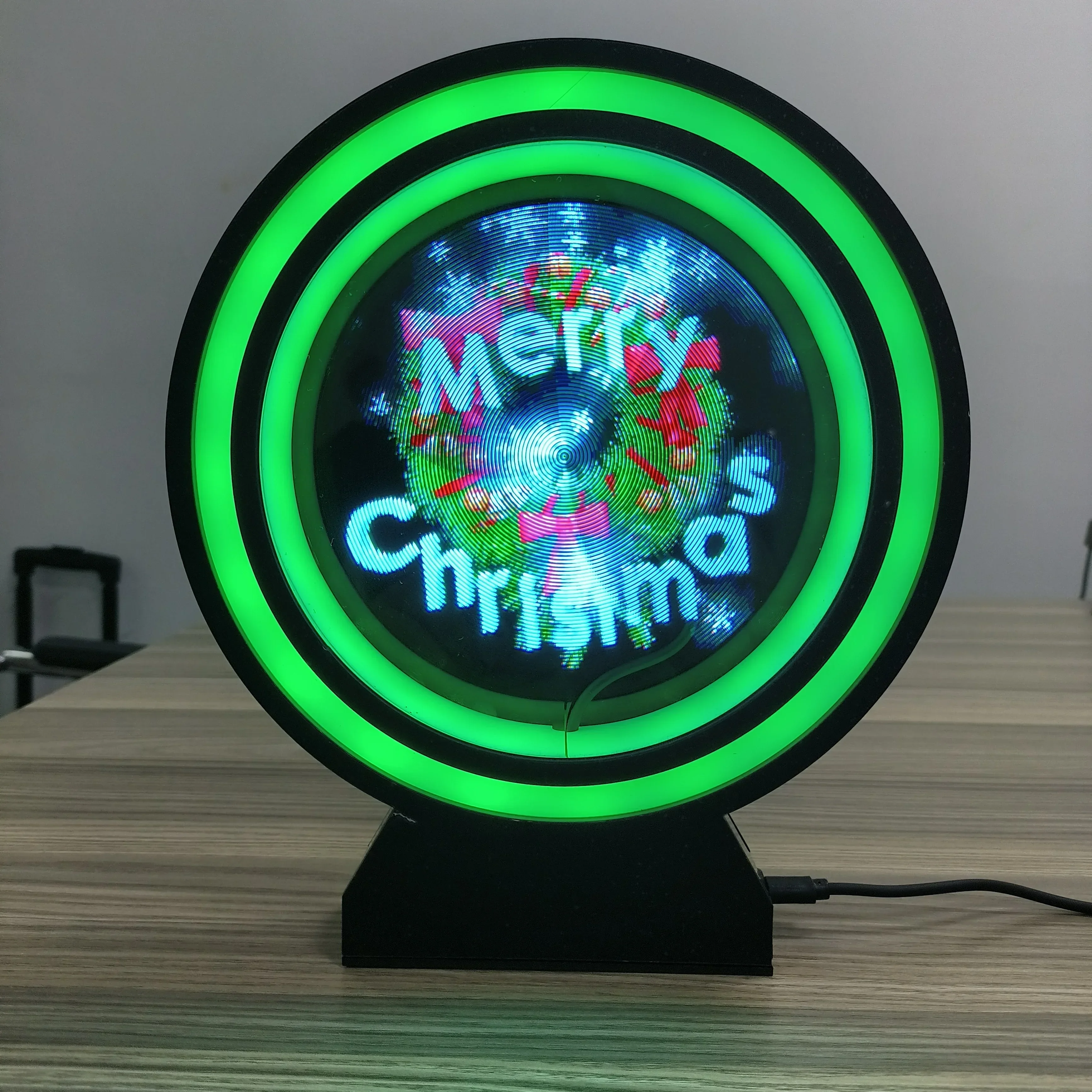 2026/Hot selling 14cm 3D LED Hologram Fan 3d Led Fan digital Advertising 3d Holographic Display with stand protector case