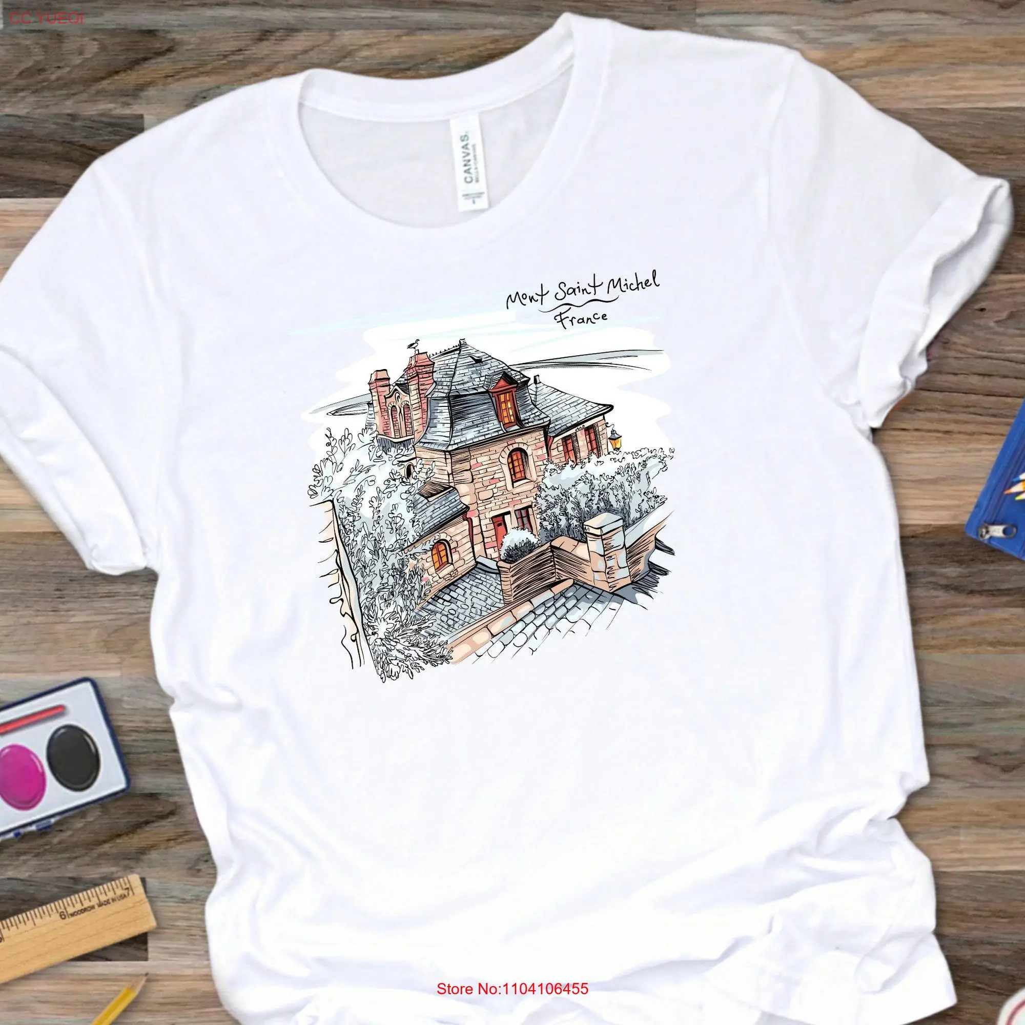 Mont St Michel T Shirt Jersey  France Brittany Normandy Paris Souvenir Tourist Destination long or short sleeves