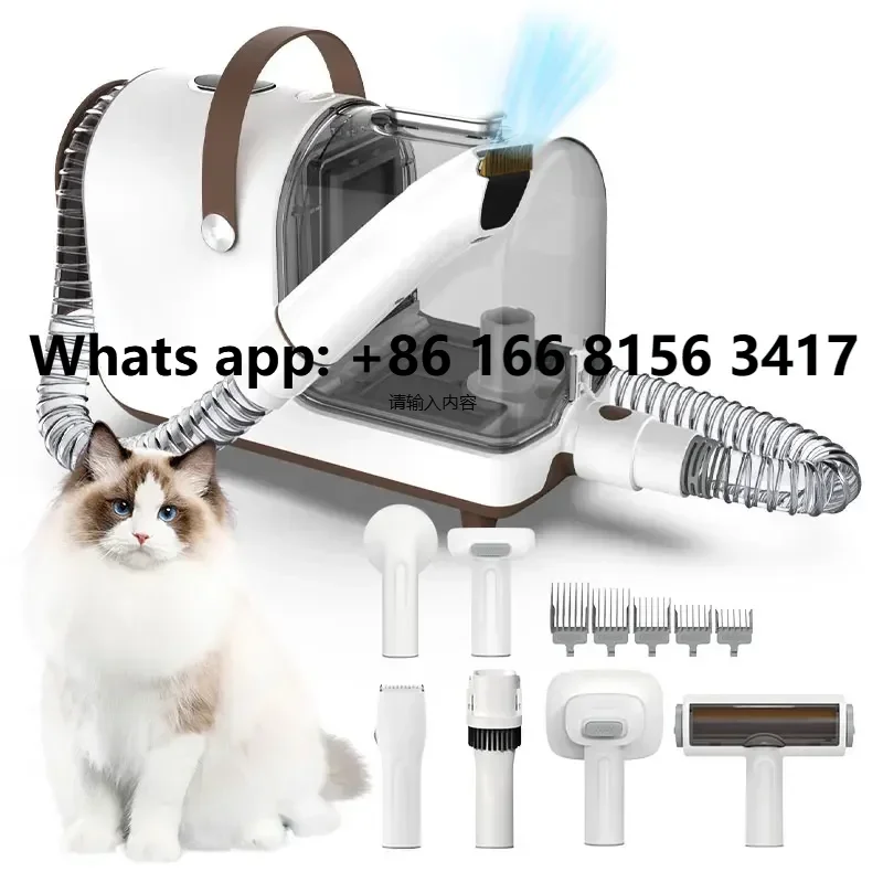 Professional Pet Hair Vacuum Suction with 5 Grooming Tools Low Noise Electric Pet Grooming Vacuum Cleaner Kit for Dogs Cats