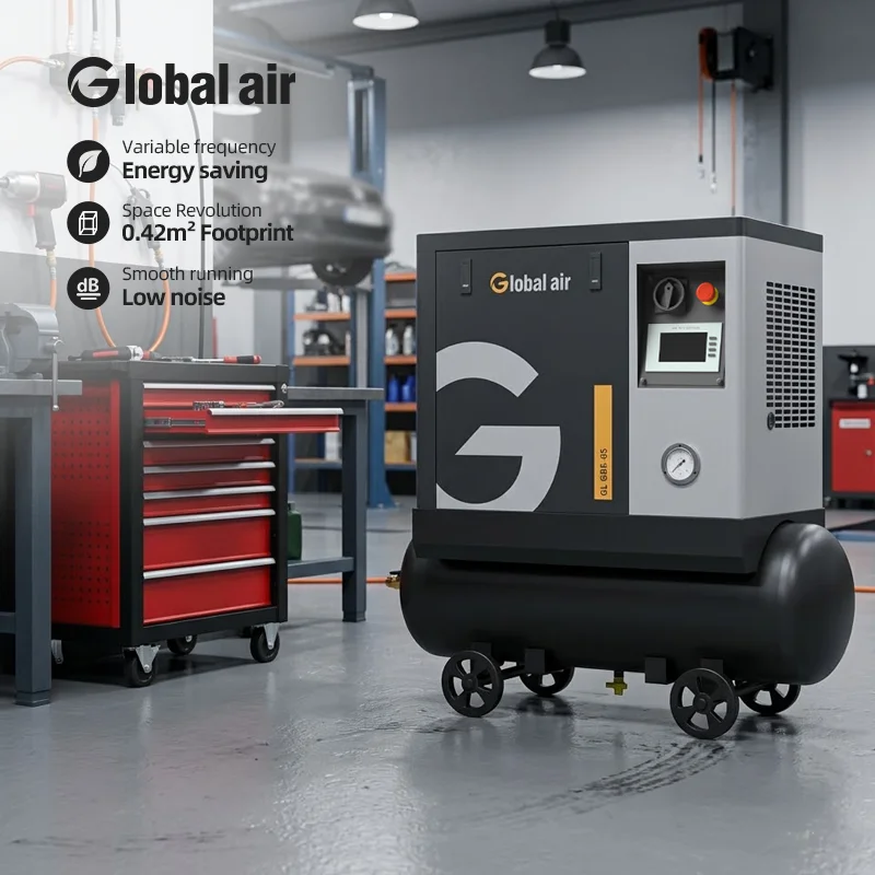 Industrial Belt Driven Screw Air Compressor for Car Workshop Truck Tyre Inflator Pneumatic Spray Gun With Air Tank 380V