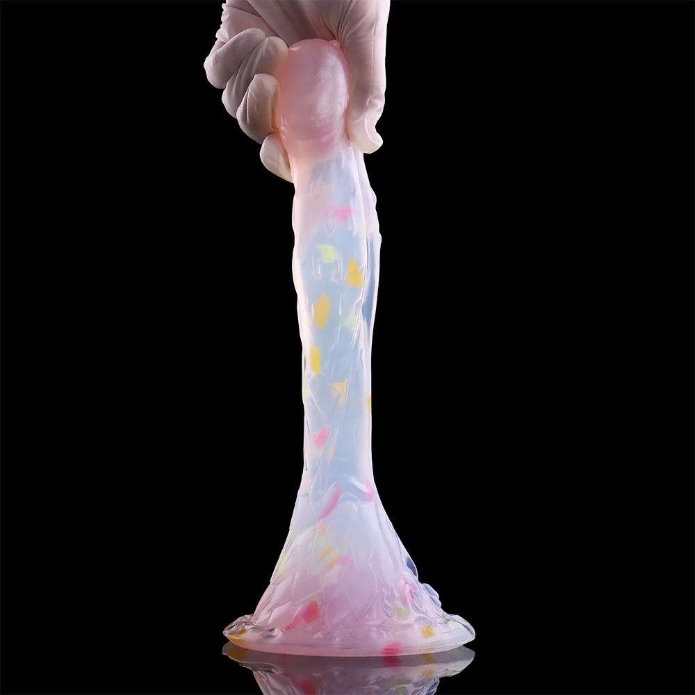 ELKKOST силиконовый кристально чистый градиент цвета анальные фаллоимитаторы с присоской размер L XXL брелок кулон пенис секс-игрушки для женщин мужчин