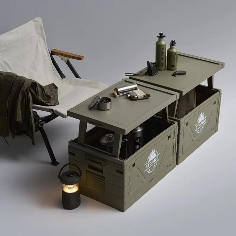 ！@Multi-Functional Folding Storage Car Trunk Organizer Portable Injection Plastic for Outdoor Camping and Food Storage