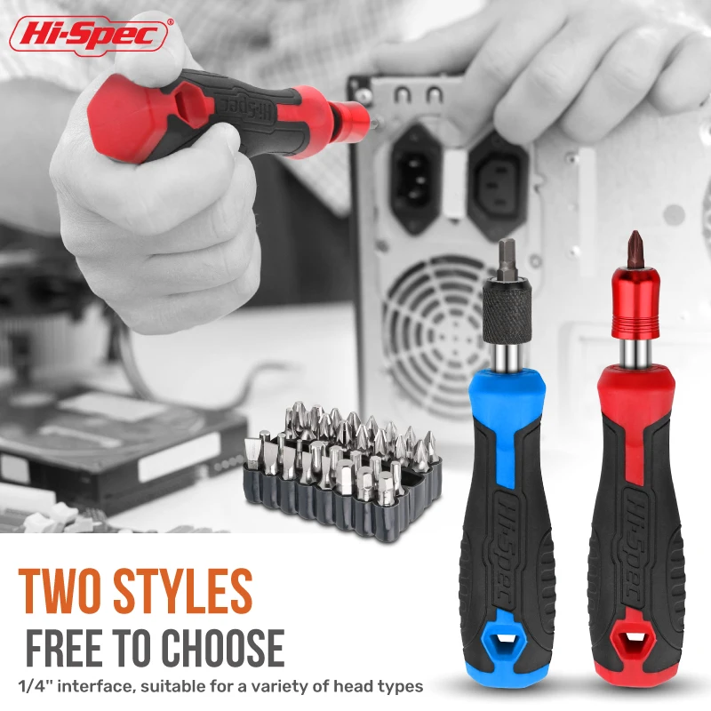 Hi-Spec Magnetic Screwdriver Bit Holder Handle 1/4 Bit Driver Screwdriver Bits Hand Tools Set Slotted Hex Torx Phillips Bit