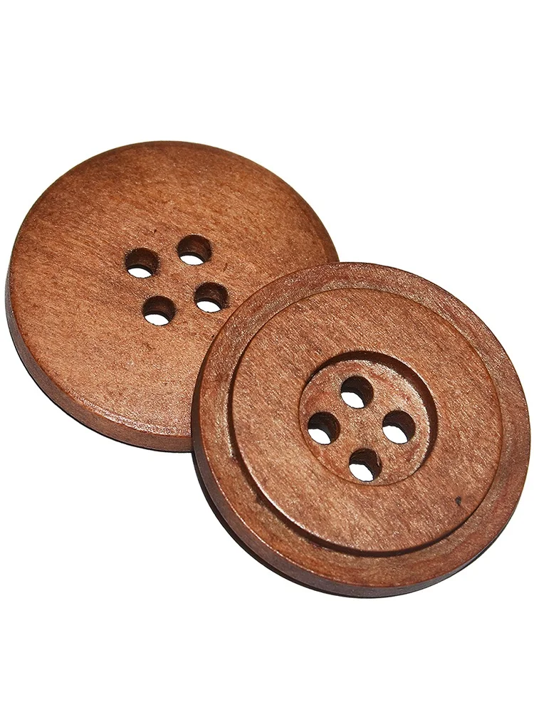 Fire Big Double-Deck Wooden Buttons, Stereoscopic Round Buttons, Sewing Accessories, Clothes, 5PCs, 10PCs, 15PCs, 30mm