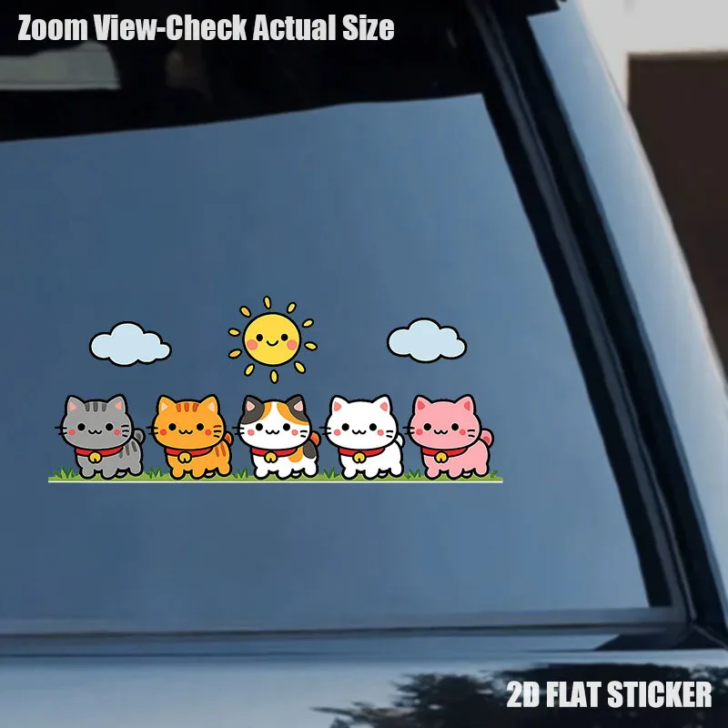 1Pc Cute Cartoon Kittens Waterproof Scratchproof Vinyl Sticker Decal for Car Motorcycle Helmet Pet Lover Decor