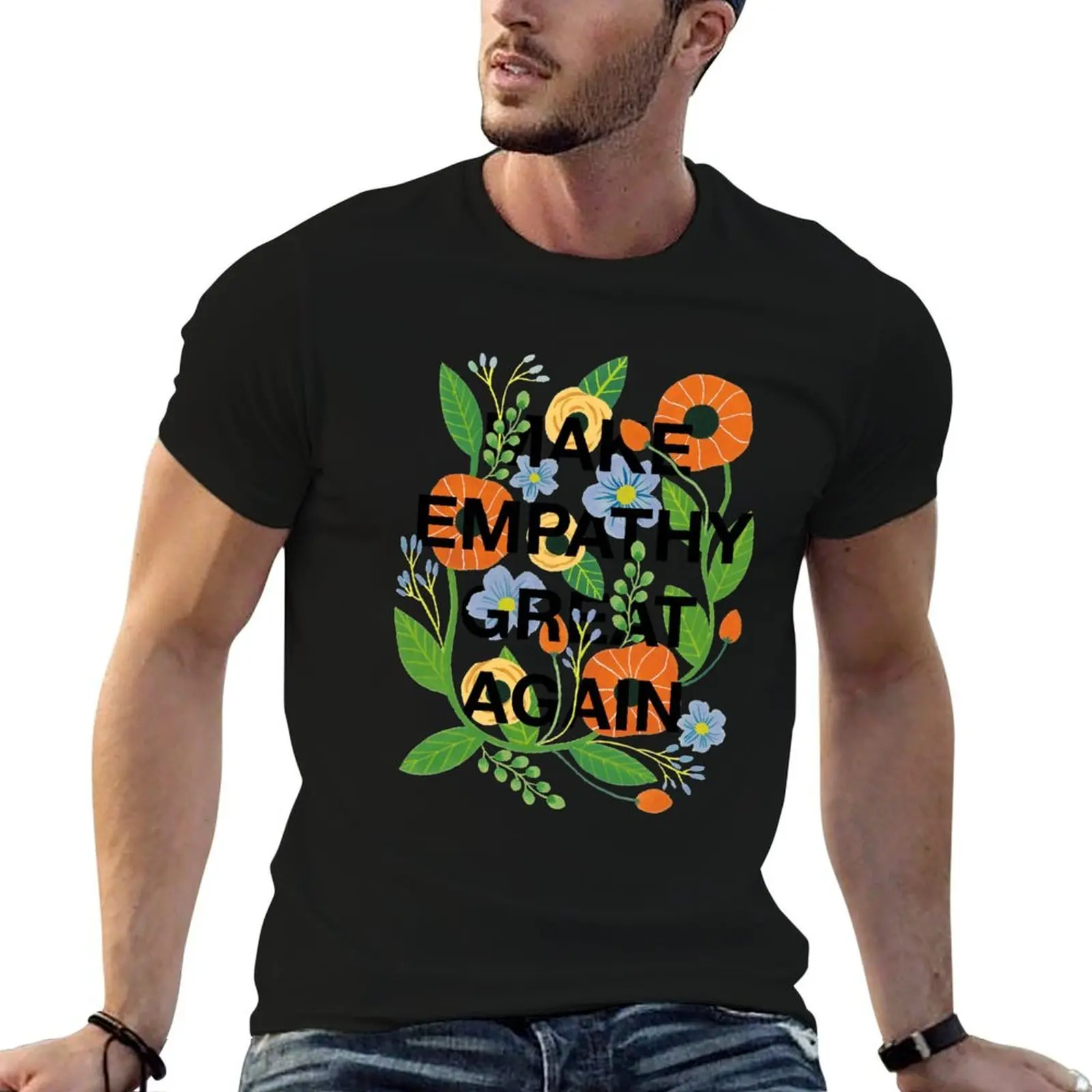 T-shirt décontracté à manches courtes avec inscription « Make Empathy Great Again »