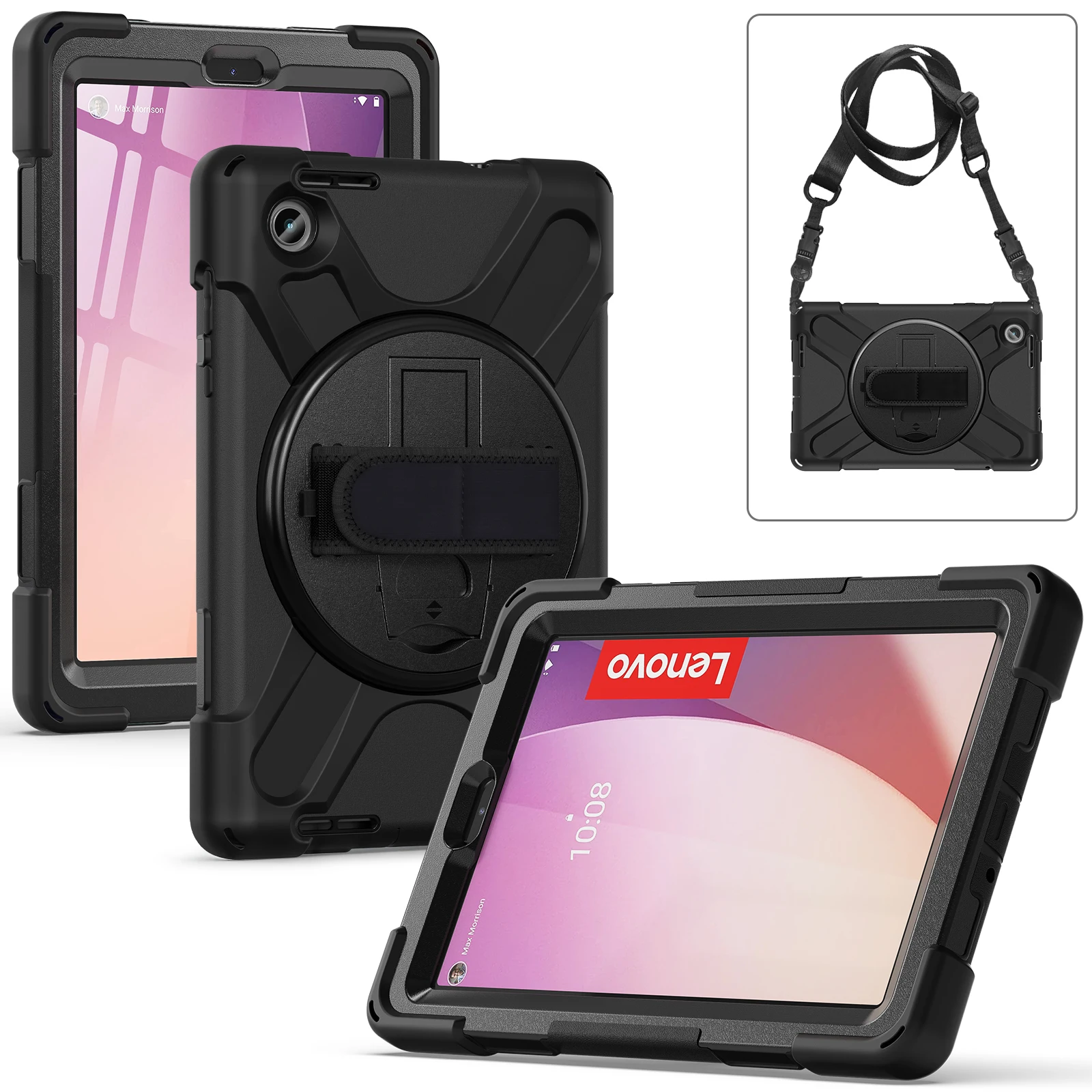 Kinder Fall Für Lenovo Tab M8 4rd Gen TB-300FU M9 TB-310FU Rüstung Tablet Fundas Hand Schulter Streifen Silikon Stoßfest Sicher Abdeckung