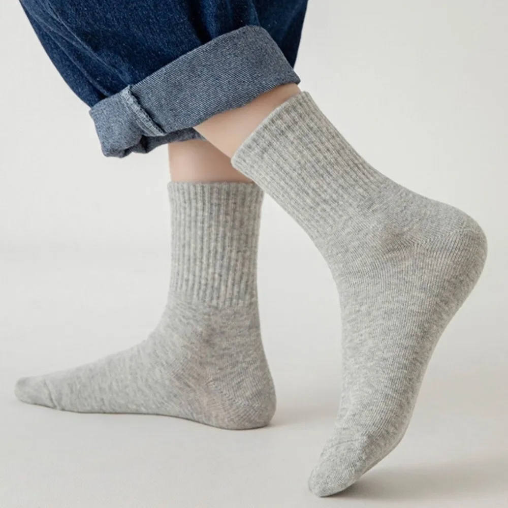3pairs 3 Pairs Cotton Socks Absorbing Sweat Soft Breathable Socks Solid Color Cotton Material Middle Tube Socks For Boys Girls