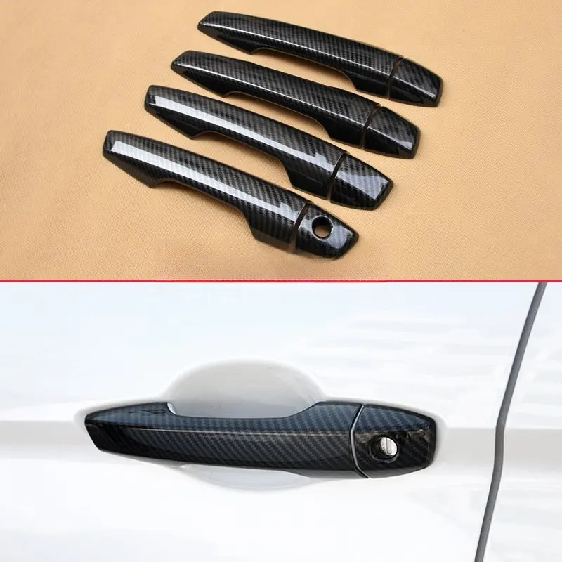 For 2018-2025 Mitsubishi Eclipse Cross w/o Keyless Carbon Fiber Car Door Handle Strip Cover Trim Protector Accessories