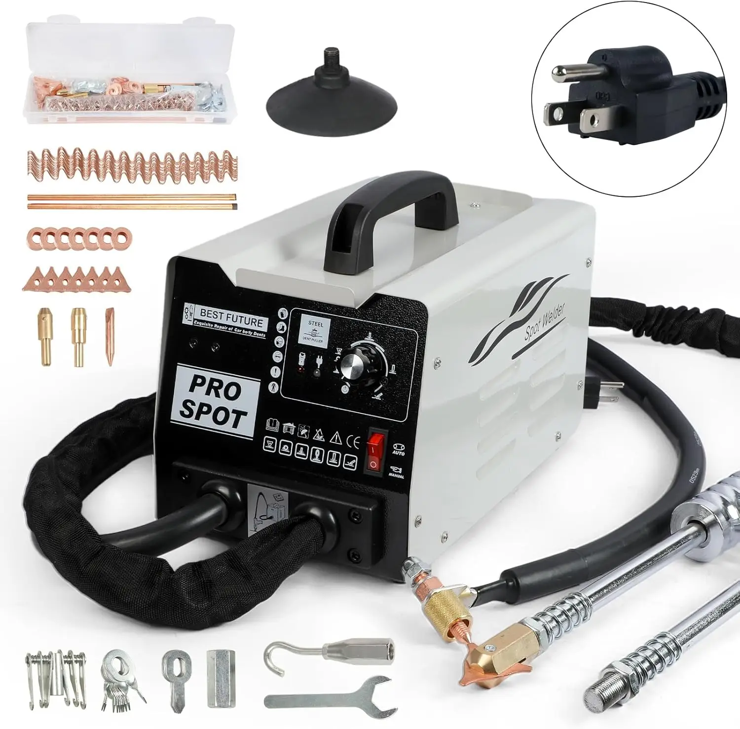 110V Dent Spot Welder 1800W Car Body Welder with 16 Attachments & 6 Welding Modes, Dent Removal Tool, Hood & Door Repa