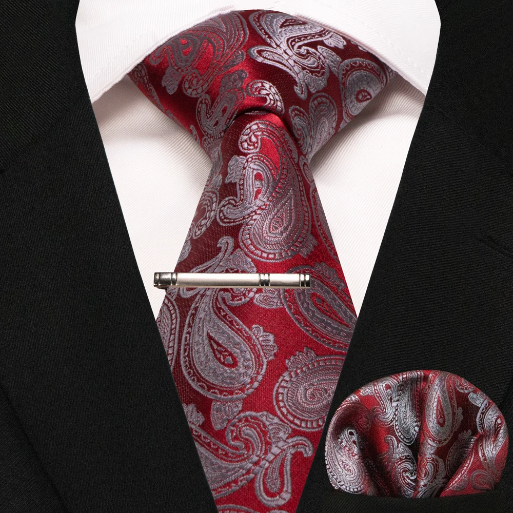 JEMYGINS Men's Tie Pocket Square Classic Party Wedding Fashion striped Paisley Silk Woven Business Men Tie Necktie Handkerchief