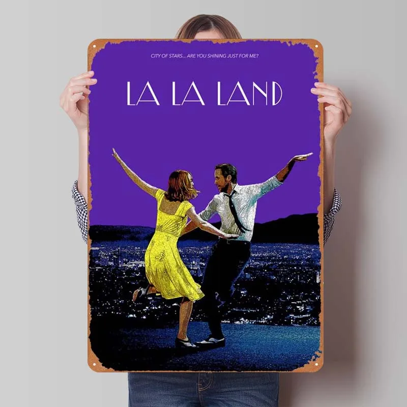 La La Land Tinplate Sign Classic Movie Poster Wall Decor Living Room Decor Aesthetics Vintage Metal Sign for Wall Art Decoration