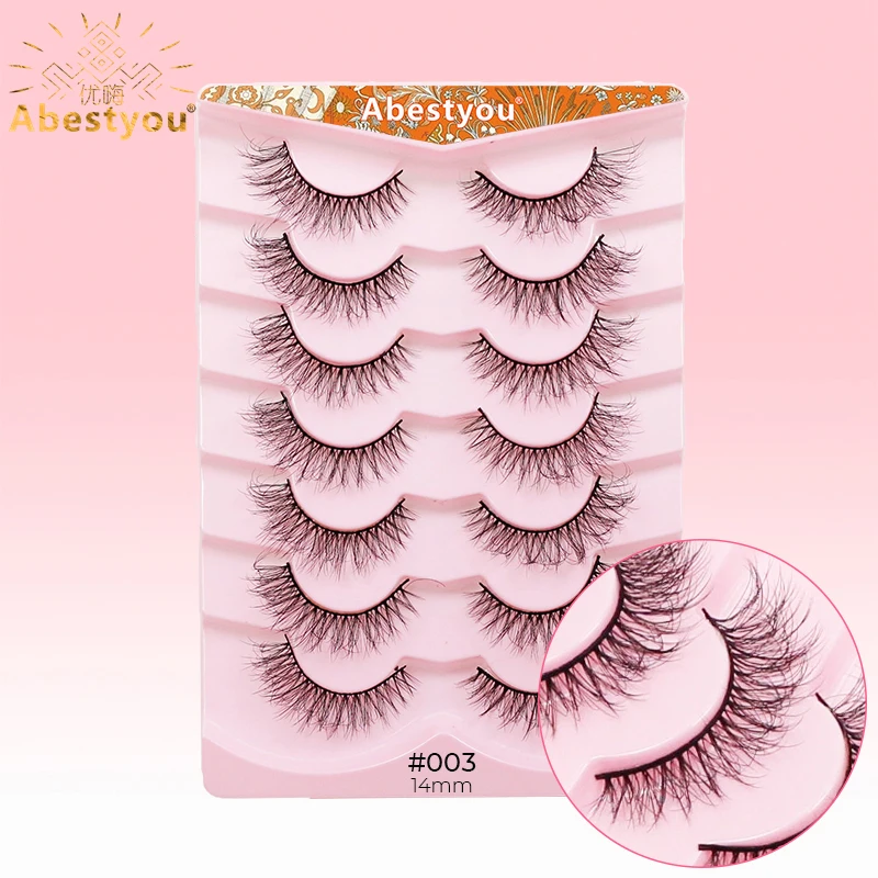 Abestyou Natuurlijke Look Zijde Lash 5d 7pairs 14mm Pluizige Lash Extension Korte Cluster Dikke Meesy Faux Nertsen Wimpers Sztuczne Rzesy