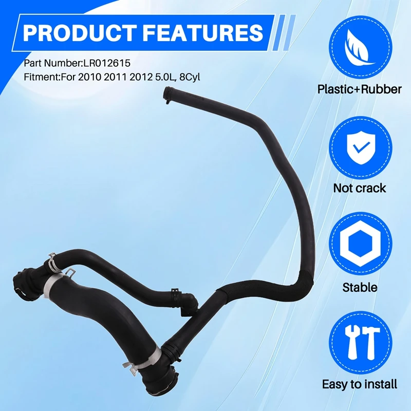 Car Radiator Coolant Hose LR012615 For Land Rover Range Rover 2010-2012 5.0L, 8Cyl Supercharged Water Hose Drainpipe