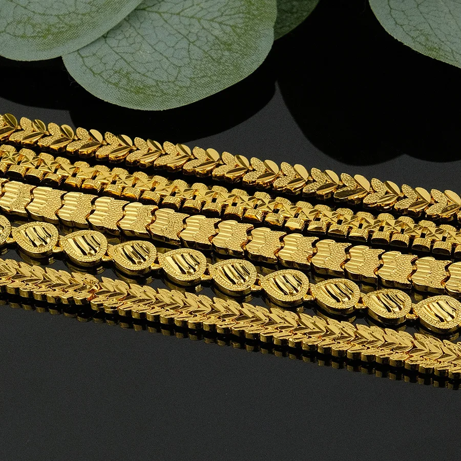 9999 Gold Lady Leaf-shaped Waterdrop Heart-shaped Concealed Clasp Necklace Women's Geometric Design Necklace Hand Chain