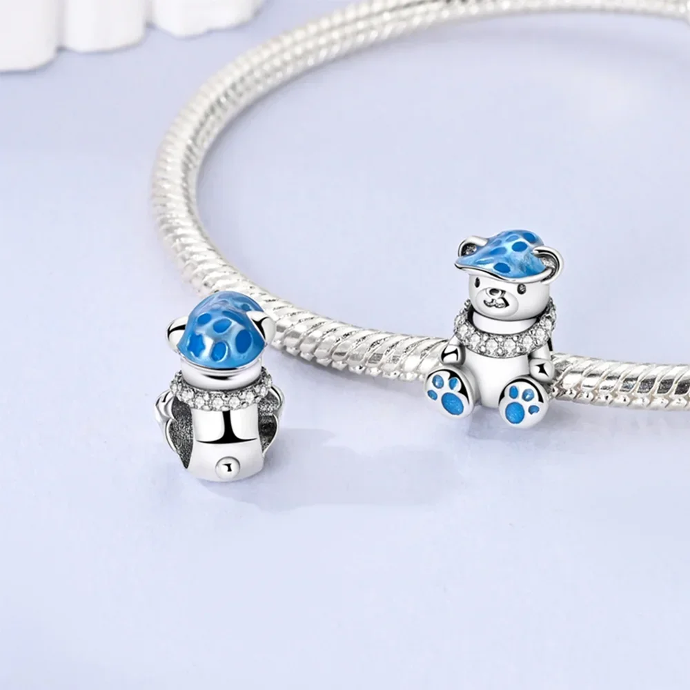 

Silver 925 Cute Bear Series Brown Bear Raccoon Fudge Bear Beads Pendants Fit Original Bracelet for Women DIY Fine Jewelry Gift
