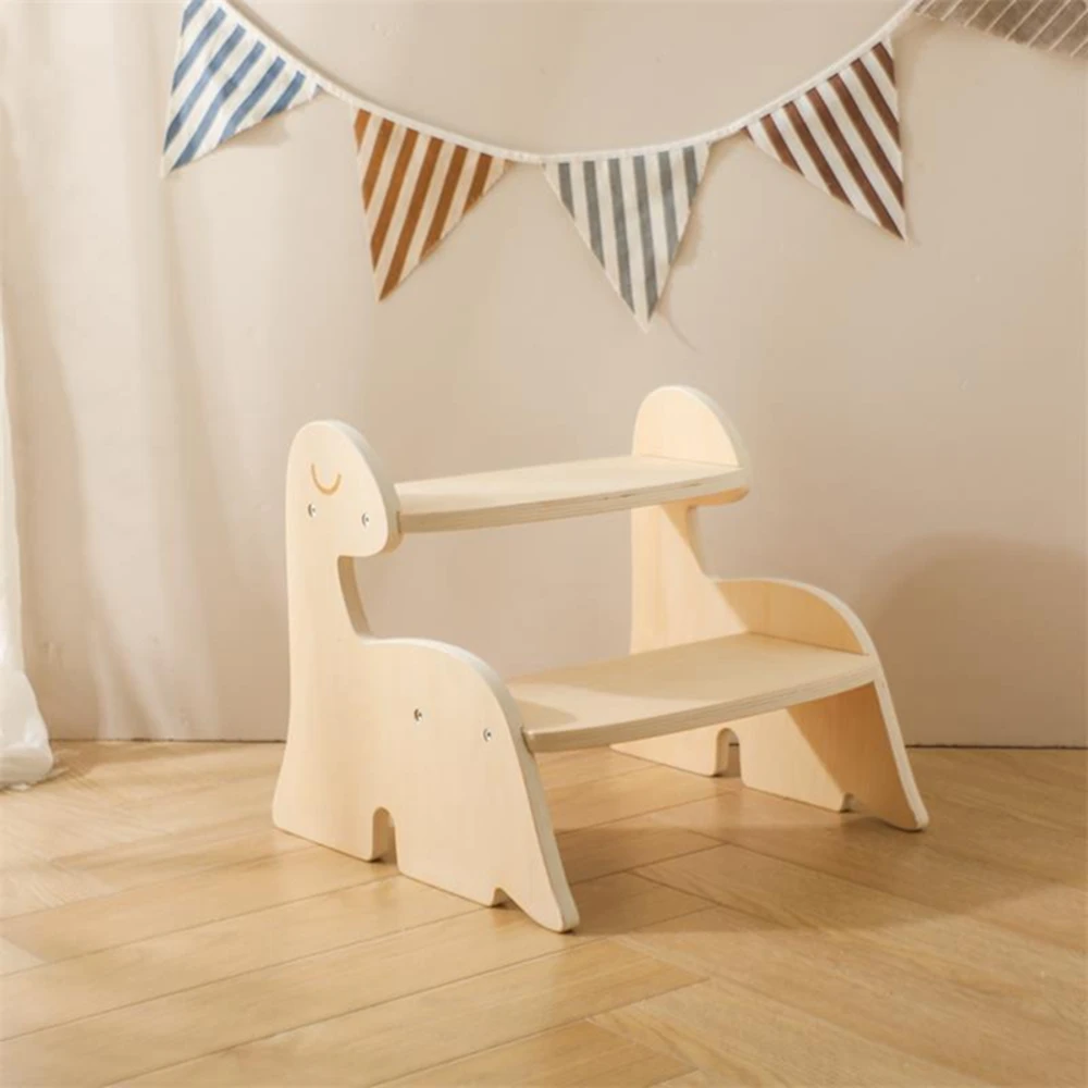 Wooden Baby Birthday Put Up Banner Supplies Wooden Dinosaur Climbing Chairs For Children Photography Props Accessories Gift