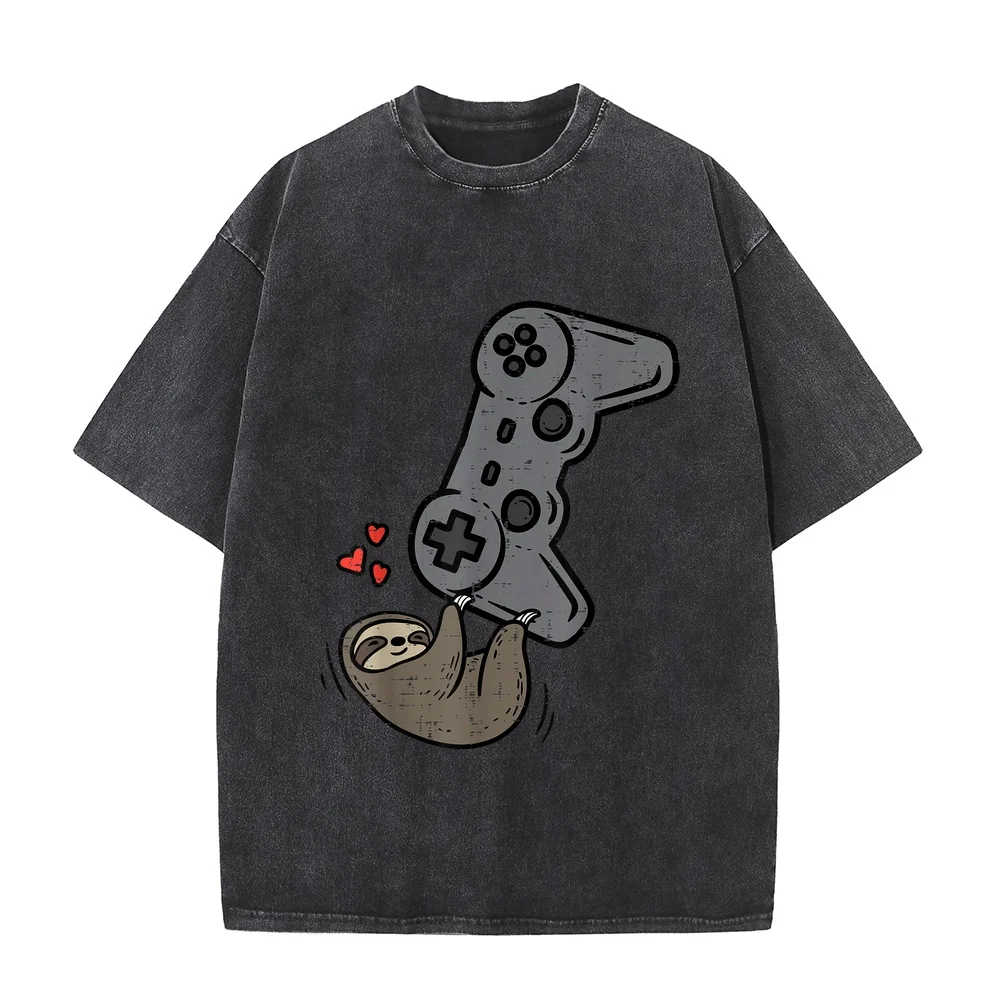 Sloth Gamer Cute Lazy Gaming Boys Kids Toddler Youth Men T-Shirt Топы Pesca Print T Shirt Layering Autumn Tee Graphic Summer