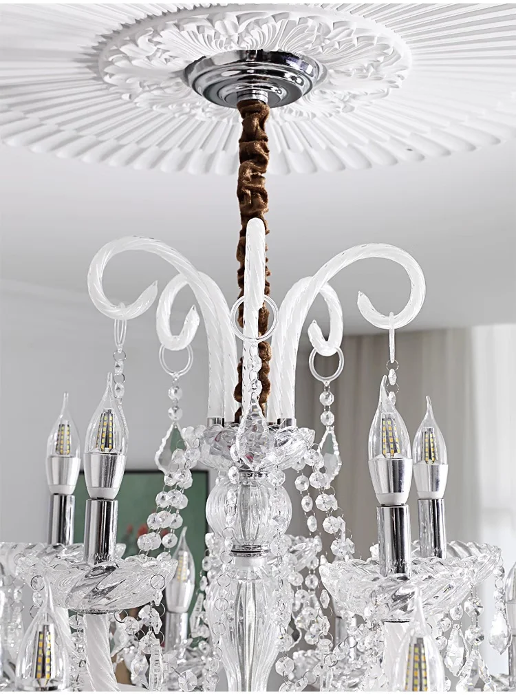 Painted Black Candle E14 Chandelier K9 Crystal Pendant