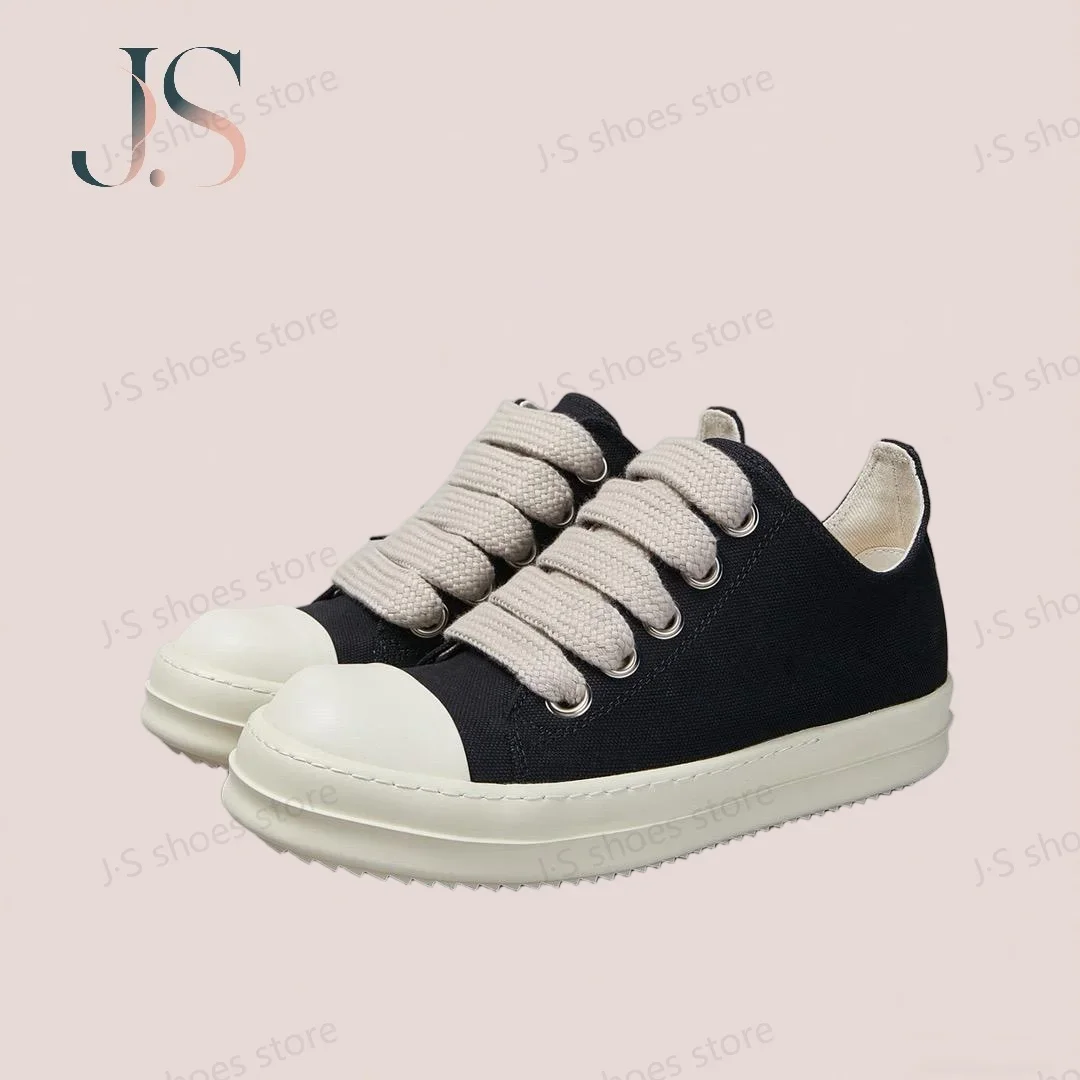 

Men Sneaker R-o Design Black Canvas Shoes Women Casual Sneakers Versatile Jumbo Laces Low Top Shoe Boots