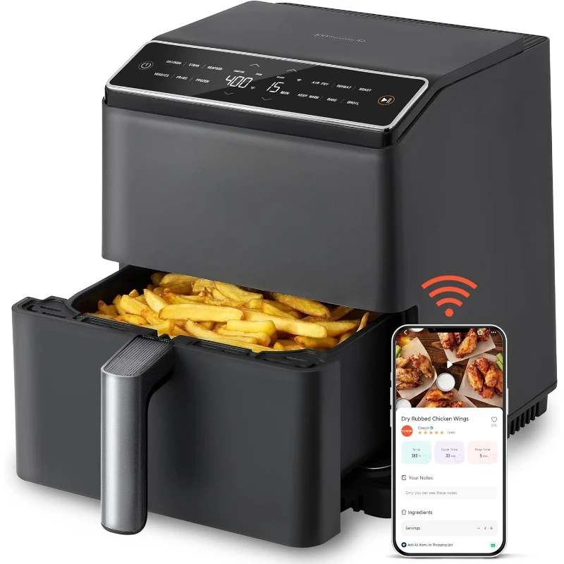 

6.8Qt Air Fryer, 12-in-1 Dual Blaze for 360° Crispy Meals, No Shaking & Preheating to Fast Cooking with Bake, Roast, Broil