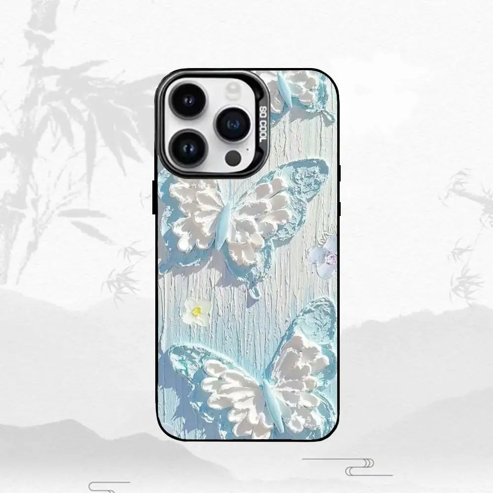 حافظة هاتف ثلاثية الأبعاد لهاتف iPhone17,16,15,14,13,12,11 Plus، Pro Max غطاء داخلي مطلي بالفضة باللون الأسود