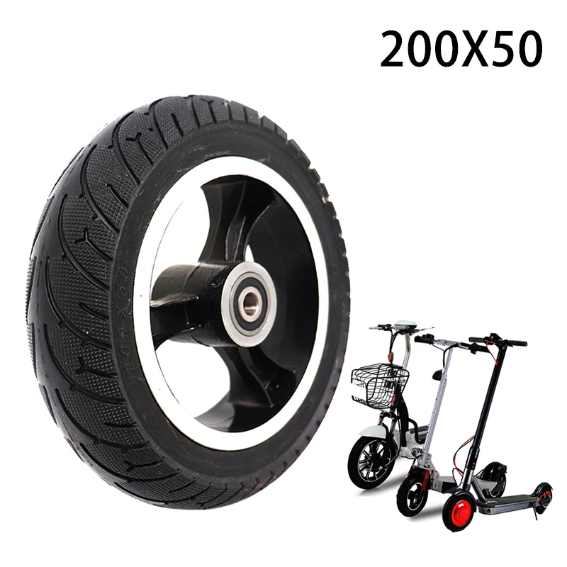200x50 solid tires have strong durability and are suitable for hand pushed flatbed trucks/handling vehicles
