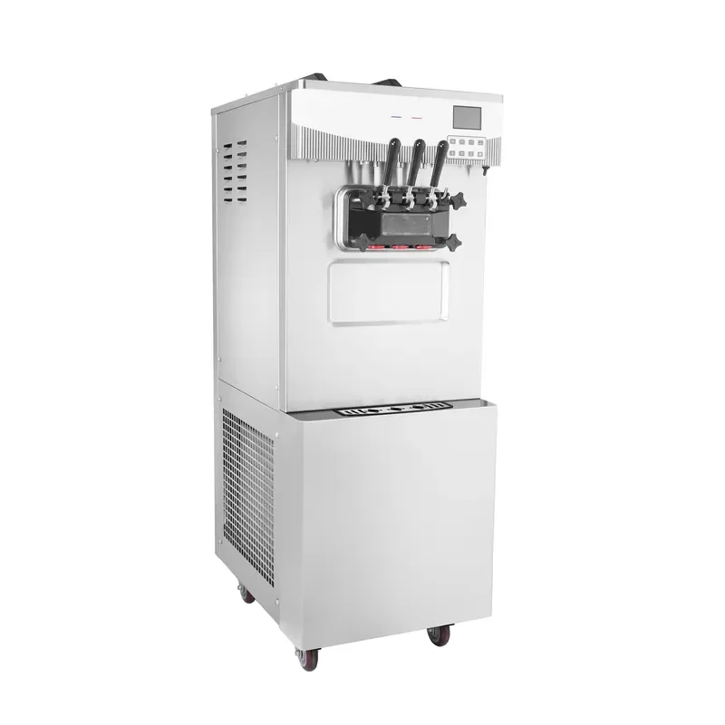 Commercial Stainless Steel Soft Ice Cream Machine 16L Production Capacity for Fruit Vegetables & Milk Red Yellow Color