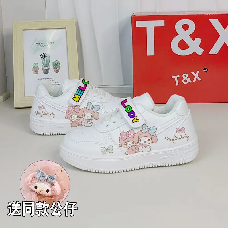 2024 New Cosplay Anime Kuromi Cinnamoroll PU Leather Sneakers Cute Cartoon Children Casual Shoes Women's Low State Walking Shoes