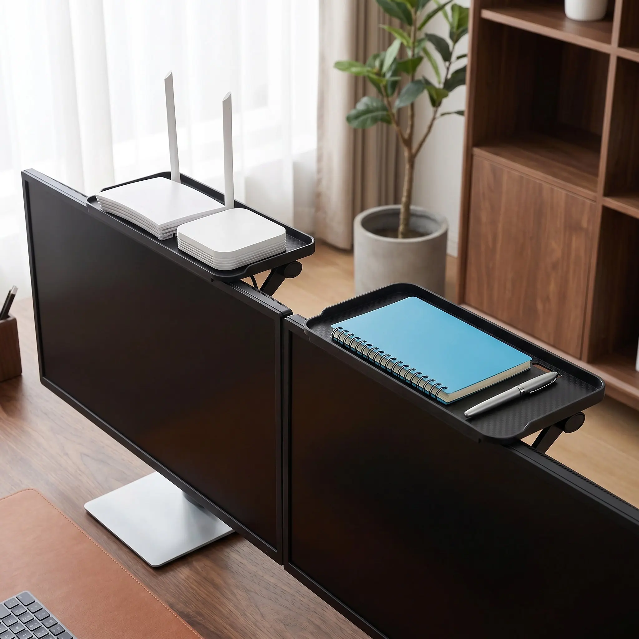 2Pcs TV Set Top Box Shelf Adjustable No Drill Installation Monitor Organizer for Router Remote Streaming