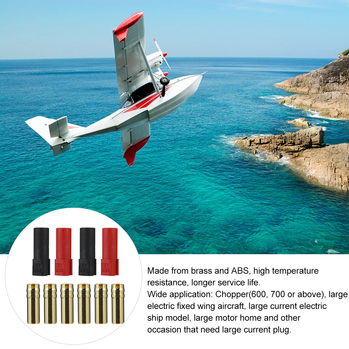 

16pcs 6Mm Connector Brass Abs Housing Male Female Plug High Temp Resistant Chopper Aircraft Ship Current Terminal Adapter