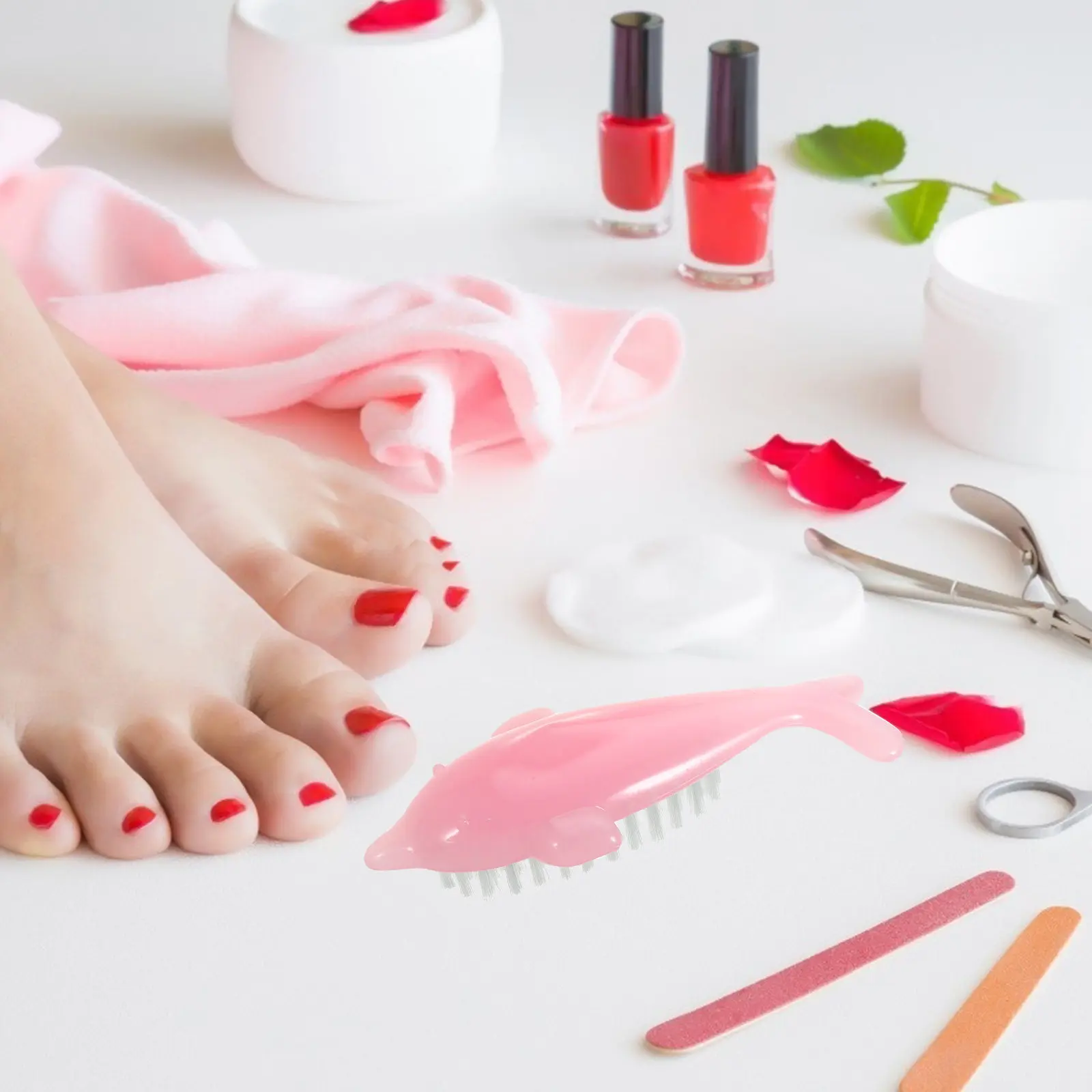 

4Pcs Nail Brush Dolphin Shaped Fingernail Cleaning Tool for Manicure Multipurpose Portable Soft Bristles Animal Design