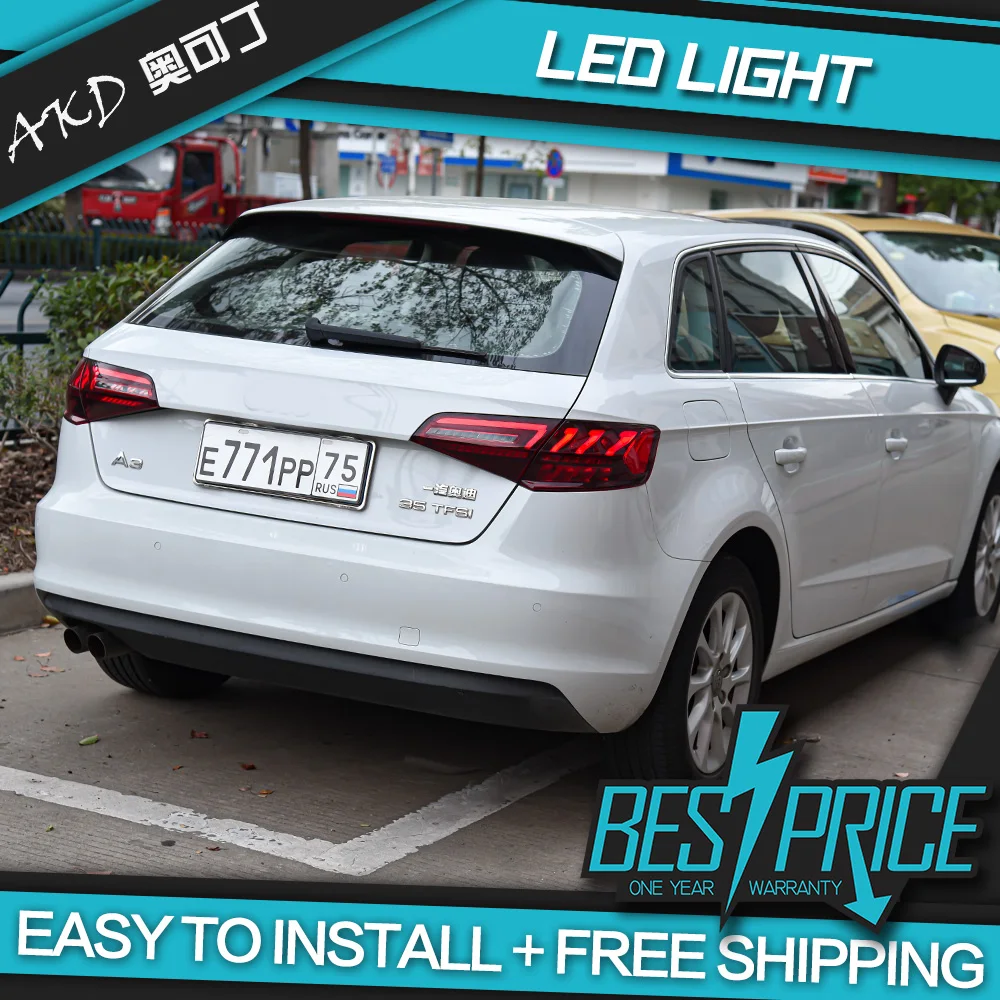 AKD Rear Lights for A3 Sportback  LED Tail Light 2013-2016 S3 Rear Lamp DRL Dynamic Signal Reverse Automotive Accessories