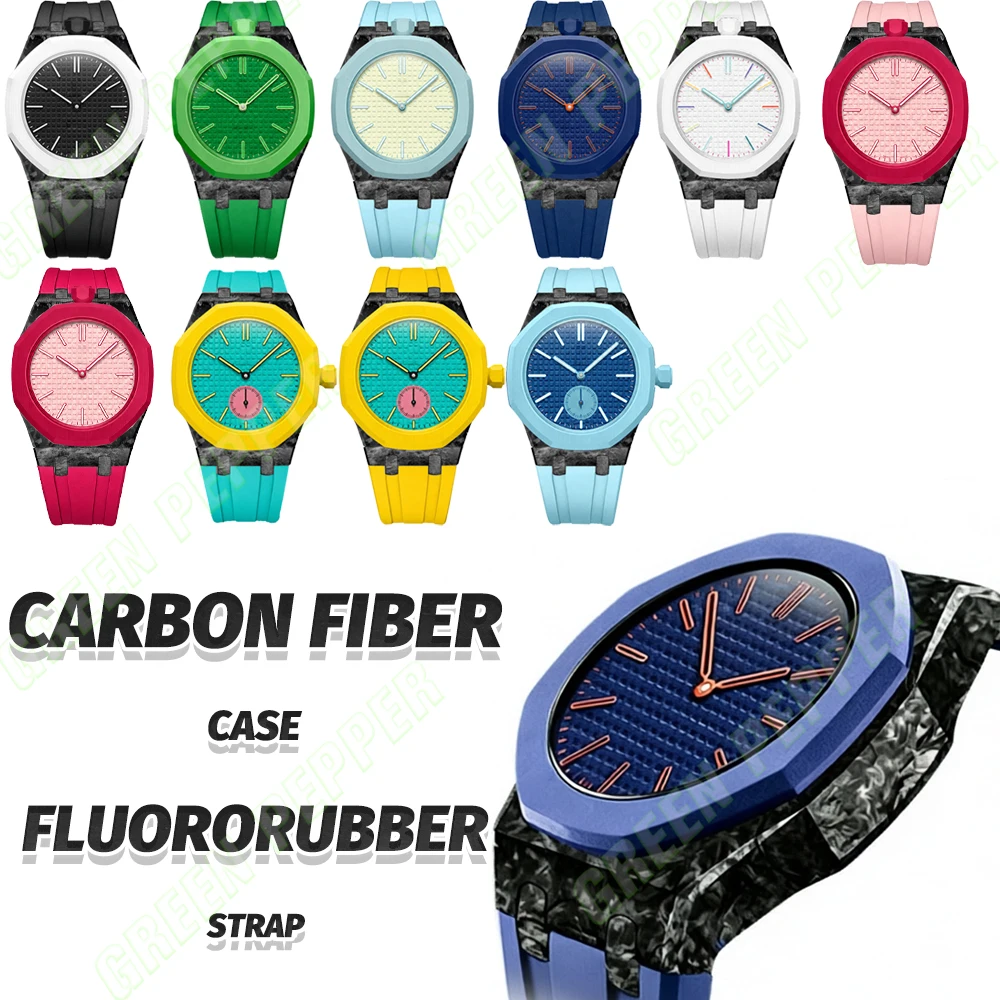 

Luxury Carbon Fiber Case Fluororubber Straps Moddification Kit for AP X Swatch Royal Pop Pocket Watch Changer To Wristwatch