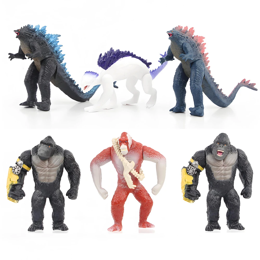 New Arrival 6 Pcs/Set Godzilla VS King Kong 2 New Empire Monsters Movable Joints Action Figure Model Kids Toys