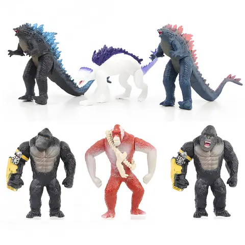 새로운 도착 6 개/대 고질라 VS 킹콩 2 새로운 제국 괴물 움직일 수있는 관절 액션 피겨 모델 키즈 완구