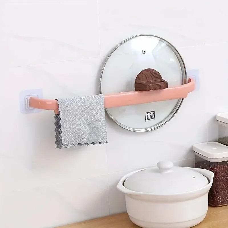 Non Punching Extended Bathroom Double Pole Wall Mounted Storag Rack Household Color Self-Adhesive Towel Rack Bathroom Accessorie