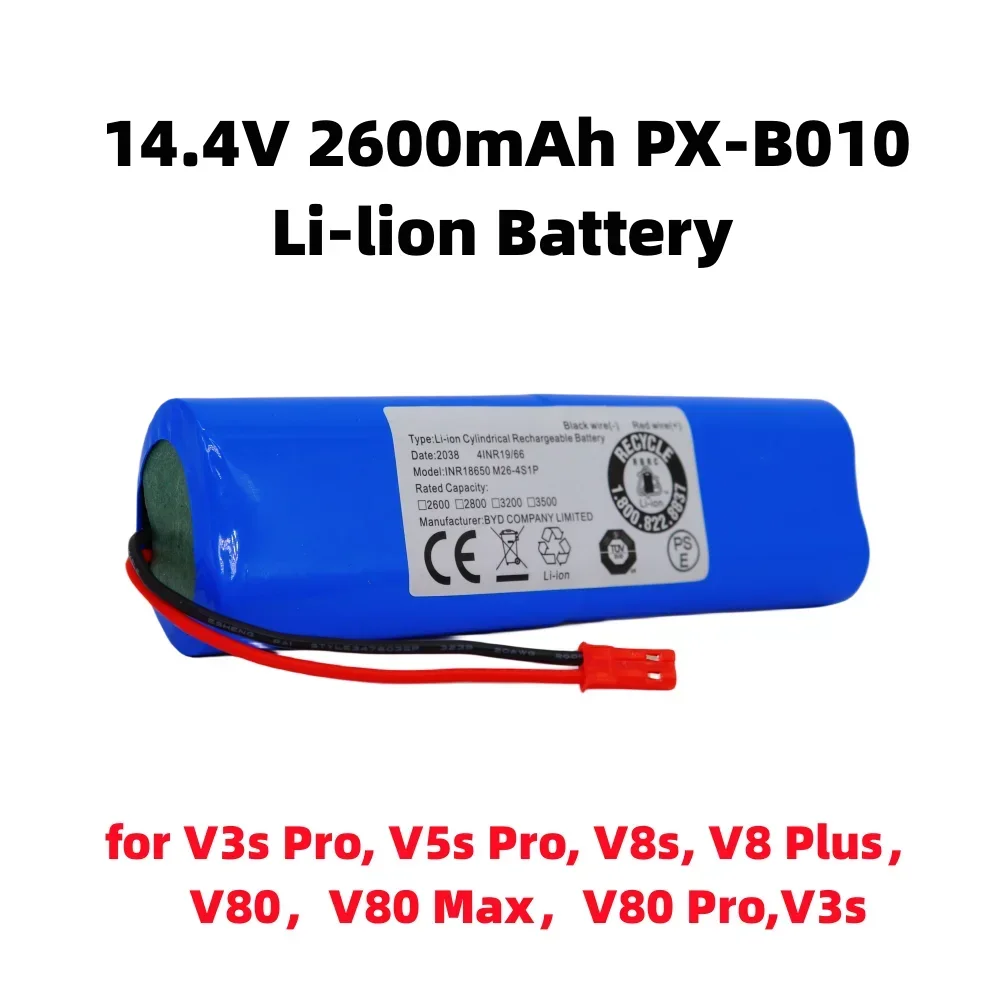 

Secure Li-lion Battery for ILIFE V3s Pro, V5s Pro, V8s, V8 Plus，V80，V80 Max，V80 Pro,V3s Max 18650 2600mAh 14.4V PX-B010