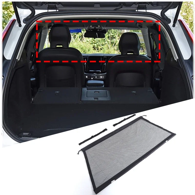 For Volvo XC60 2018-2024 Aluminum Alloy Black Car Trunk Safety Isolation Pet Fence Protective Net Car Accessories