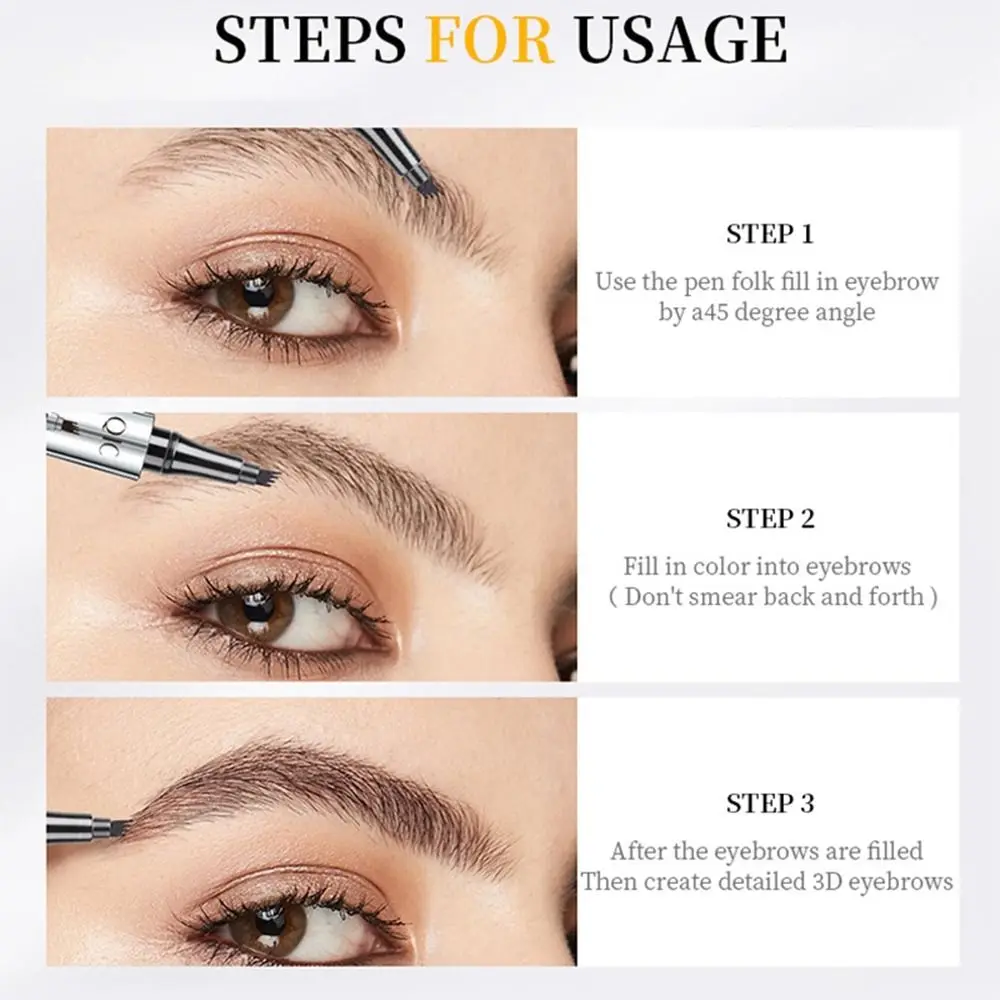 Waterproof Four Claw Eyebrow Pen 4 Points Eyebrow Pencil Sweat-Proof 3 D Eyebrow Cosmetic Tool Non-smudge Non-Fading