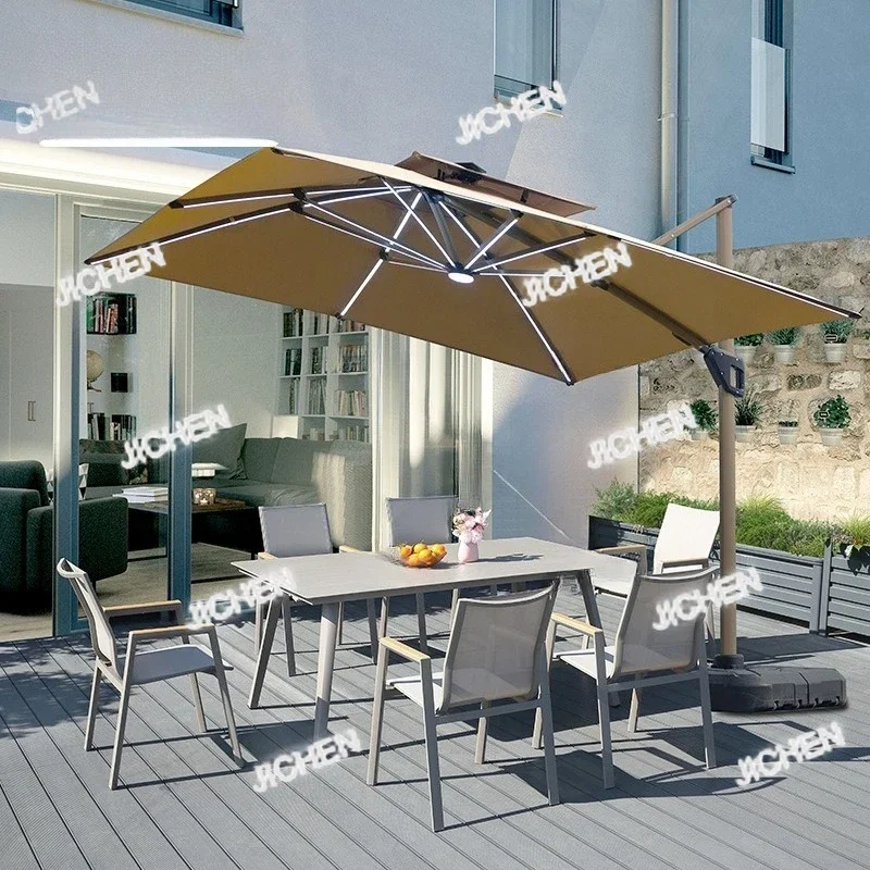 

HN Открытый зонтик Вилла Двор Двухполюсный ветростойкий открытый воздух Большой зонт Коммерческий уличный римский зонт с Lig